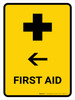 First Aid With Left Arrow Yellow Portrait - Wall Sign