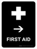 First Aid With Right Arrow Black Portrait - Wall Sign First Aid With Right Arrow Black Portrait - Wall Sign