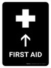 First Aid With Up Arrow Black Portrait - Wall Sign