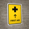 First Aid With Up Arrow Yellow Portrait - Wall Sign