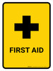 First Aid Yellow Portrait - Wall Sign First Aid Yellow Portrait - Wall Sign