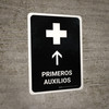 First Aid With Up Arrow Black Spanish Portrait - Wall Sign First Aid With Up Arrow Black Spanish Portrait - Wall Sign