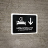 Hotel Information With Down Arrow Black Bilingual Spanish Landscape - Wall Sign