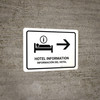 Hotel Information With Right Arrow White Bilingual Spanish Landscape - Wall Sign