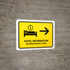 Hotel Information With Right Arrow Yellow Bilingual Spanish Landscape - Wall Sign