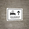 Hotel Information With Up Arrow White Bilingual Spanish Landscape - Wall Sign