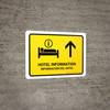 Hotel Information With Up Arrow Yellow Bilingual Spanish Landscape - Wall Sign