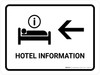 Hotel Information With Left Arrow White Landscape - Wall Sign