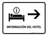 Hotel Information With Right Arrow White Spanish Landscape - Wall Sign