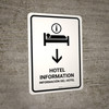 Hotel Information With Down Arrow White Bilingual Spanish Portrait - Wall Sign
