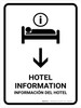 Hotel Information With Down Arrow White Bilingual Spanish Portrait - Wall Sign