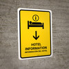 Hotel Information With Down Arrow Yellow Bilingual Spanish Portrait - Wall Sign