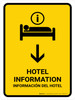 Hotel Information With Down Arrow Yellow Bilingual Spanish Portrait - Wall Sign