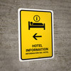 Hotel Information With Left Arrow Yellow Bilingual Spanish Portrait - Wall Sign