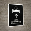 Hotel Information With Up Arrow Black Bilingual Spanish Portrait - Wall Sign