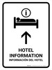Hotel Information With Up Arrow White Bilingual Portrait - Wall Sign