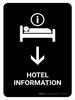 Hotel Information With Down Arrow Black Portrait - Wall Sign
