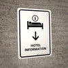 Hotel Information With Down Arrow White Portrait - Wall Sign