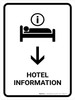 Hotel Information With Down Arrow White Portrait - Wall Sign