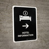 Hotel Information With Right Arrow Black Portrait - Wall Sign