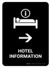 Hotel Information With Right Arrow Black Portrait - Wall Sign