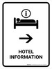 Hotel Information With Right Arrow White Portrait - Wall Sign