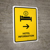 Hotel Information With Right Arrow Yellow Portrait - Wall Sign