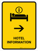 Hotel Information With Right Arrow Yellow Portrait - Wall Sign