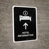 Hotel Information With Up Arrow Black Portrait - Wall Sign
