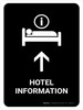 Hotel Information With Up Arrow Black Portrait - Wall Sign