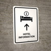 Hotel Information With Up Arrow White Portrait - Wall Sign