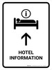 Hotel Information With Up Arrow White Portrait - Wall Sign