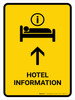 Hotel Information With Up Arrow Yellow Portrait - Wall Sign