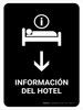 Hotel Information With Down Arrow Black Spanish Portrait - Wall Sign Hotel Information With Down Arrow Black Spanish Portrait - Wall Sign