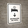 Hotel Information With Down Arrow White Spanish Portrait - Wall Sign Hotel Information With Down Arrow White Spanish Portrait - Wall Sign