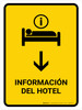 Hotel Information With Down Arrow Yellow Spanish Portrait - Wall Sign