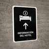 Hotel Information With Up Arrow Black Spanish Portrait - Wall Sign