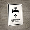 Hotel Information With Up Arrow White Spanish Portrait - Wall Sign