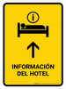 Hotel Information With Up Arrow Yellow Spanish Portrait - Wall Sign