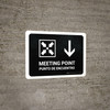 Meeting Point With Down Arrow Black Bilingual Spanish Landscape - Wall Sign
