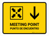 Meeting Point With Down Arrow Yellow Bilingual Spanish Landscape - Wall Sign