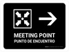 Meeting Point With Right Arrow Black Bilingual Spanish Landscape - Wall Sign