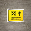 Meeting Point With Up Arrow Yellow Bilingual Spanish Landscape - Wall Sign
