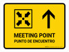 Meeting Point With Up Arrow Yellow Bilingual Spanish Landscape - Wall Sign