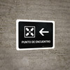 Meeting Point With Left Arrow Black Spanish Landscape - Wall Sign