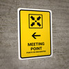 Meeting Point With Left Arrow Yellow Bilingual Spanish Portrait - Wall Sign