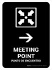 Meeting Point With Right Arrow Black Bilingual Portrait - Wall Sign