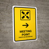 Meeting Point With Right Arrow Yellow Bilingual Spanish Portrait - Wall Sign