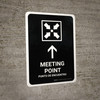 Meeting Point With Up Arrow Black Bilingual Spanish Portrait - Wall Sign
