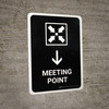 Meeting Point With Down Arrow Black Portrait - Wall Sign